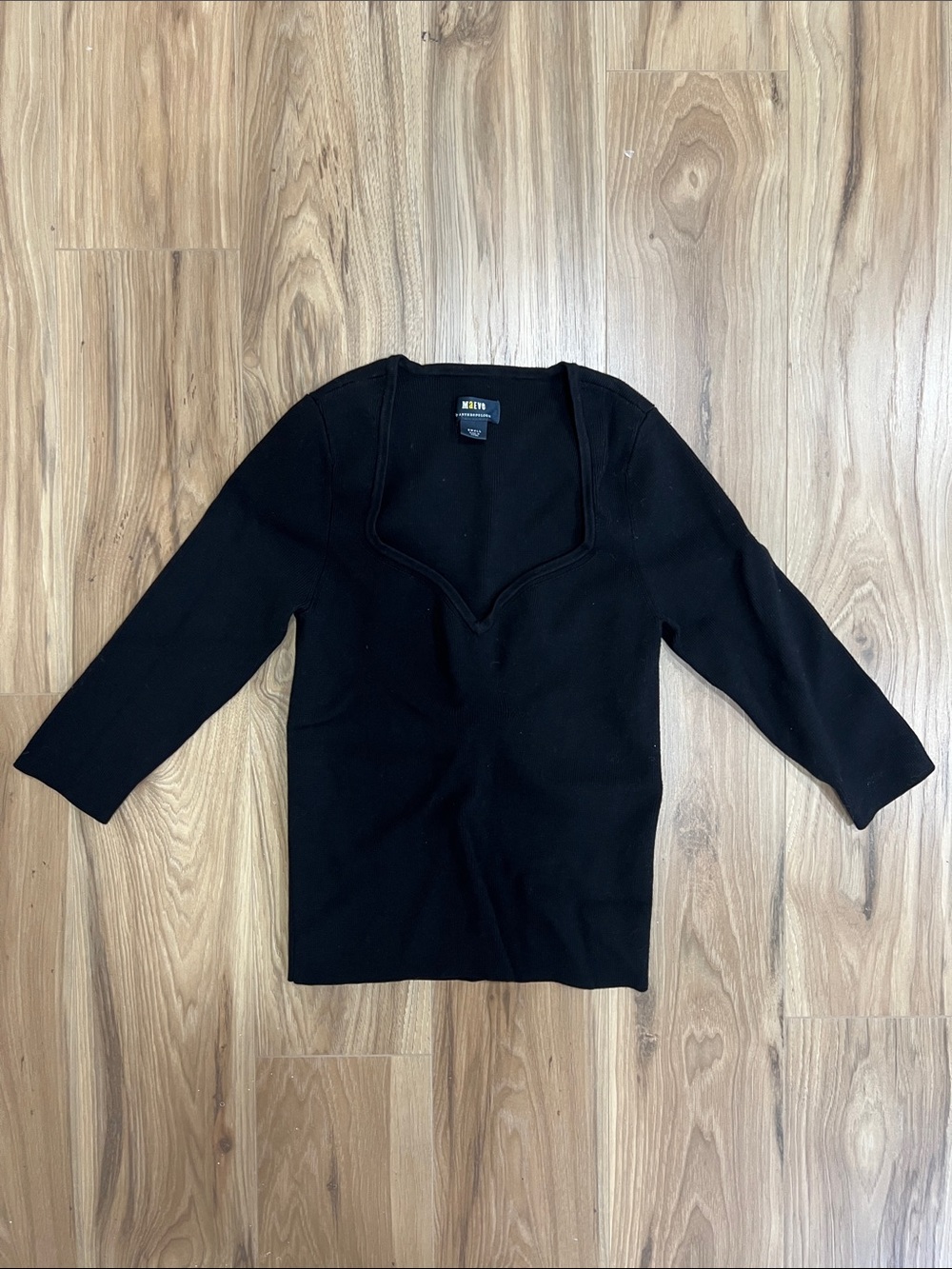 Maeve Anthropologie Black Deep V-Neck Knit Sweater